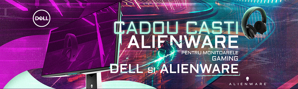 Cadou casti Alienware pentru monitoarele Gaming DELL si Alienware