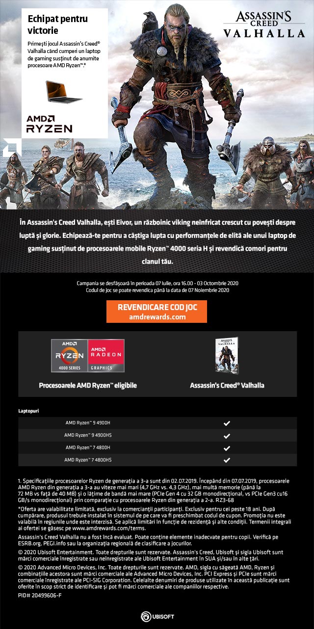 Assassin’s Creed® Valhalla cadou pentru laptopurile AMD selectate
