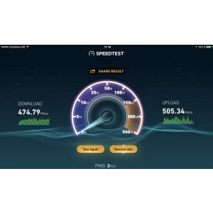 Speedtest via wireless connection (5G) - iPad Pro (RDS Fiberlink 1000 - Constanta)