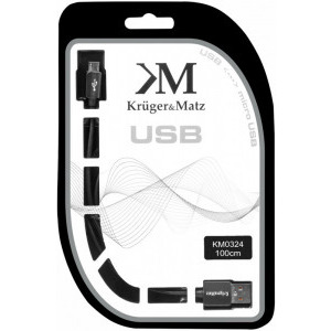Kruger&Matz USB Male la microUSB Male, 1 m, Black
