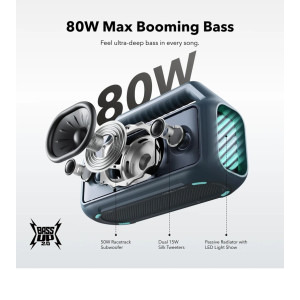 Anker Boxa portabila Boom 2, 80W, IPX7, Bluetooth, TWS, Blue