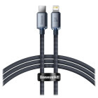 Cablu de date / adaptor Baseus Crystal Shine, USB-C Male la Lightning Male, 20W, 1.2 m, Black