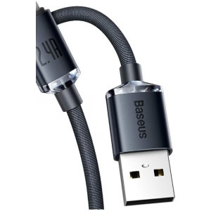 Baseus Crystal Shine, USB Male la Lightning Male, 2 m, Black