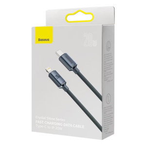 Baseus Crystal Shine, USB-C Male la Lightning Male, 20W, 2 m, Black