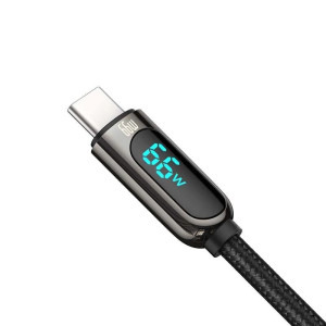 Baseus Display, USB Male la USB-C Male, 66W, 1 m, Black