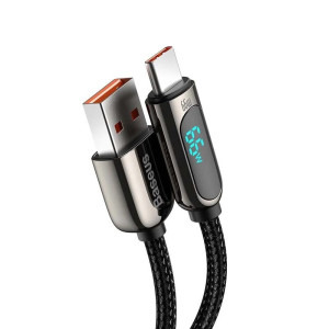 Baseus Display, USB Male la USB-C Male, 66W, 1 m, Black