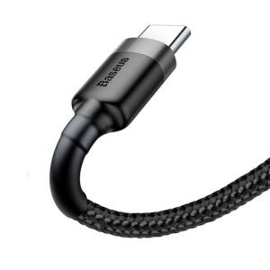Baseus Cafule, USB Male la USB-C, 2 m, Black/Grey
