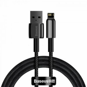 Cablu de date / adaptor Baseus Tungsten Gold CALWJ-A01, USB Male la Lightning Male, 2 m, Black