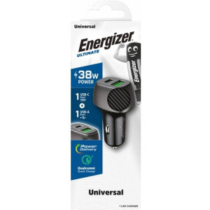 Energizer D38BK, 1x USB-C, 1x USB, 38W, Black, Quick Charge 3.0