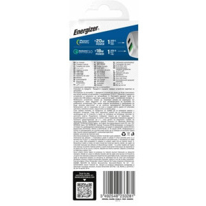 Energizer D38WO, 1x USB-C, 1x USB, 38W, Black/Brown
