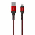 Cablu de date / adaptor Energizer USB Male la Lightning Male, braided nylon, 2 m, Red