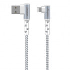 Cablu de date / adaptor Energizer USB Male la Lightning Male, conector 90 grade, 2 m, White