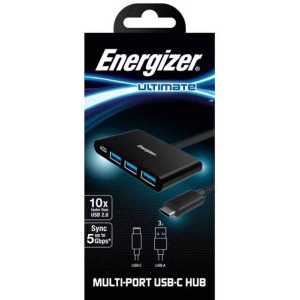 Energizer 1x USB-C 3.1 Male - 3x USB 3.0 Female, negru