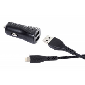 Energizer DC2CLLIM, 2x USB, 3.4A, Black + cablu USB la Lightning