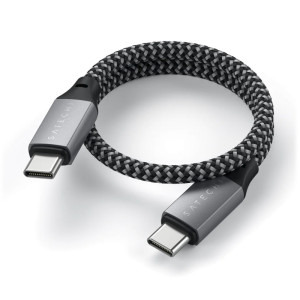 Satechi USB 2.0 Tip C Male - USB 2.0 Tip C Male, 0.25m, gri-negru
