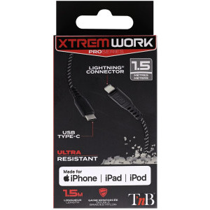 TnB Xtremwork USB-C Male la Lightning Male, 1.5 m, Black, amperaj maxim suportat 3A