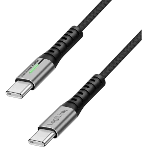Cablu de date / adaptor Logilink CU0432 USB-C Male la USB-C Male, 100 W, 1 m, Black