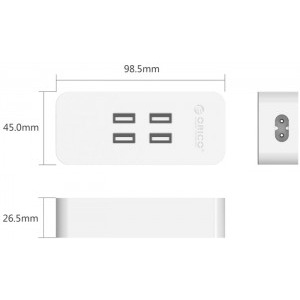 Orico DCV-4U, 4x USB, White
