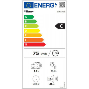 Hansa ZIM669ELH, 14 seturi, 9 programe, Clasa C, 60 cm