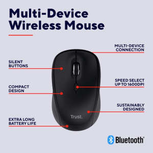 Trust Yvi+ Compact Multi-Device Wireless Black