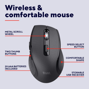 Trust Sura Comfortable wireless Black