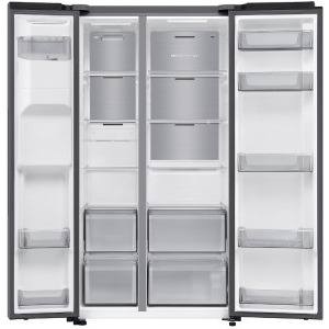 Samsung RS70F64KETEO, 640 L, Clasa E, Full No Frost, Digital Inverter, All Around Cooling, SpaceMax, Metal Cooling, AI Energy, SmartThings, Dozator de apa & gheata, Control electronic, 178 cm, Argintiu