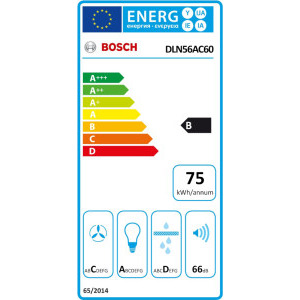 Bosch integrata DLN56AC60, Putere de absorbtie 645 m3/h, Clasa B, 4 trepte de viteza, Iluminare LED, 52 cm, Negru