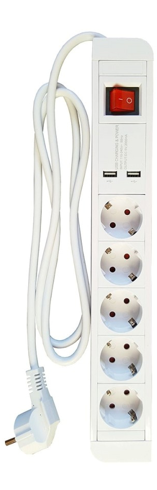 Priza/prelungitor Super Touch Shuko 1.5 m, 5 prize + 2 x USB