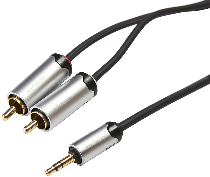 Cablu audio Serioux Jack 3.5 mm Male - 2x RCA Male, 3m, negru