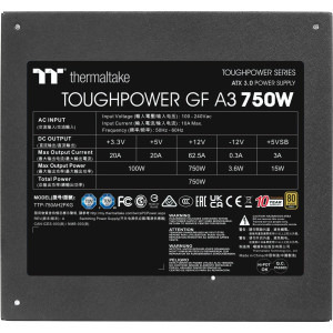 Thermaltake Toughpower GF A3, 80+ Gold, Cybenetics Gold, 750W