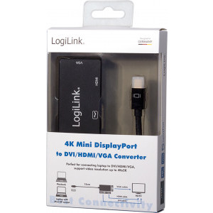 Logilink 1x Mini DisplayPort Male - 1x HDMI Female + 1x DVI Female + 1x VGA Female, negru
