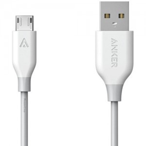 Cablu de date / adaptor Anker PowerLine USB Male la microUSB Male, 1 m, White