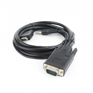 Gembird HDMI Male - VGA Male + Jack 3.5mm Male, 1.8m, negru
