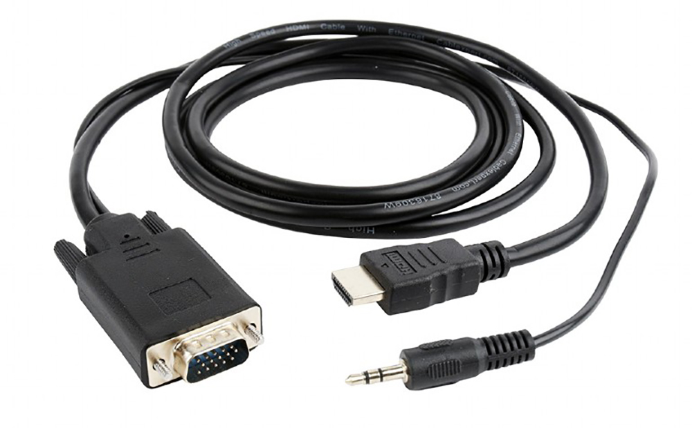 Cablu video Gembird HDMI Male - VGA Male + Jack 3.5mm Male, 3m, negru