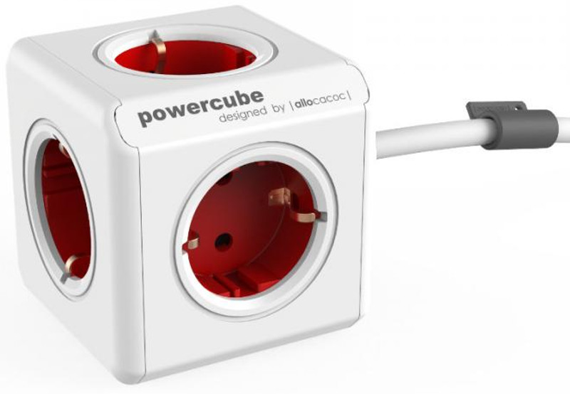 Priza/prelungitor Allocacoc PowerCube Extended 3m, 5x Schuko, Red