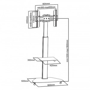 SBOX FS-500, 37 - 70 inch, argintiu-negru