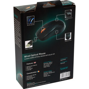 Spacer SPMO-F01, Wired, Black