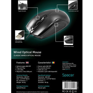 Spacer SPMO-M11, Wired, Black