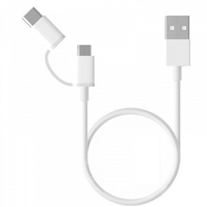 Xiaomi 2-in-1, USB Male la microUSB Male, USB-C Male, 0.3 m, White