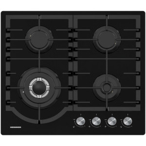 Plita incorporabila Heinner HBH-M447IWFGBK, Gaz, 4 arzatoare, Aprindere electrica integrata, Sistem de siguranta, Wok, 60 cm, Negru