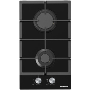Plita incorporabila Heinner HBH-M302FGBK, Gaz, 2 arzatoare, Aprindere electrica integrata, Sistem de siguranta, 30 cm, Negru