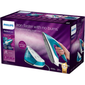 Philips Fier de calcat Perfect Care Compact Plus GC7920/20, 2400W, 120g/min, Albastru
