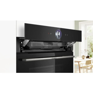 Bosch CSG7361B1, Electric, 47 L, Autocuratare hidrolitica, 4D HotAir, HotAir Gentle, Digital Control Ring, EcoClean Direct, Air Fry, Home Connect, Clasa A+, Negru
