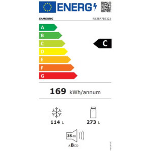 Samsung RB38C7B6B22/EF, Bespoke, 390 L, Clasa B, Total No Frost, Twin & Metal Cooling, Digital Inverter, AI Energy, Smart Control, 203 cm, Sticla neagra