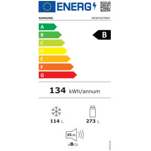 Samsung RB38T607BS9/EF, 387 L, No Frost, Clasa B, Twin Cooling, Cool Select+, 203 cm, Inox