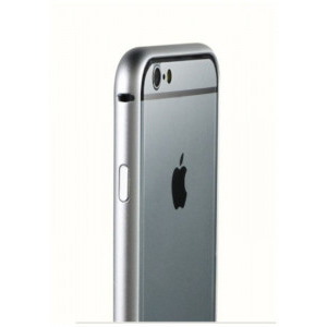 Bumper protectie aluminiu argintiu pentru Apple iPhone 6 Plus si 6S Plus + folie sticla fata 0.33 + folie spate