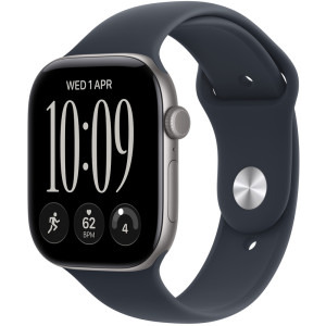Apple Watch Series 12, GPS, 42mm Carcasa Aluminium Space Grey, Navy Blue Sport Band - M/L