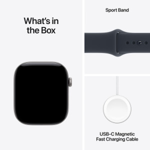 Apple Watch Series 12, GPS, 46mm Carcasa Aluminium Space Grey, Navy Blue Sport Band - S/M