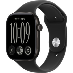Apple Watch Series 12, Cellular, GPS, 46mm Carcasa Aluminium Black, Black Sport Band - S/M