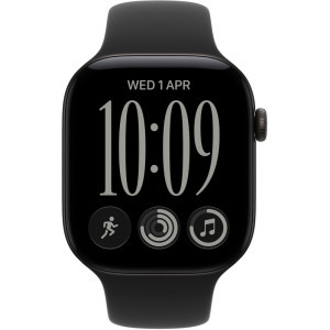 Apple Watch Series 12, GPS, 46mm Carcasa Aluminium Black, Black Sport Band - S/M